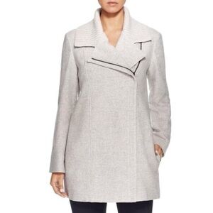 Boss Hugo Boss gray Kamine Wool Jacket Coat $625 Knit Collar 6/med chic modern